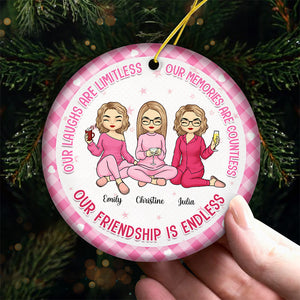 Je porte du rose pour ma meilleure amie - Ornement personnalisé pour ma meilleure amie - Forme ronde en céramique - Cadeau de Noël pour meilleures amies, meilleures amies, sœurs