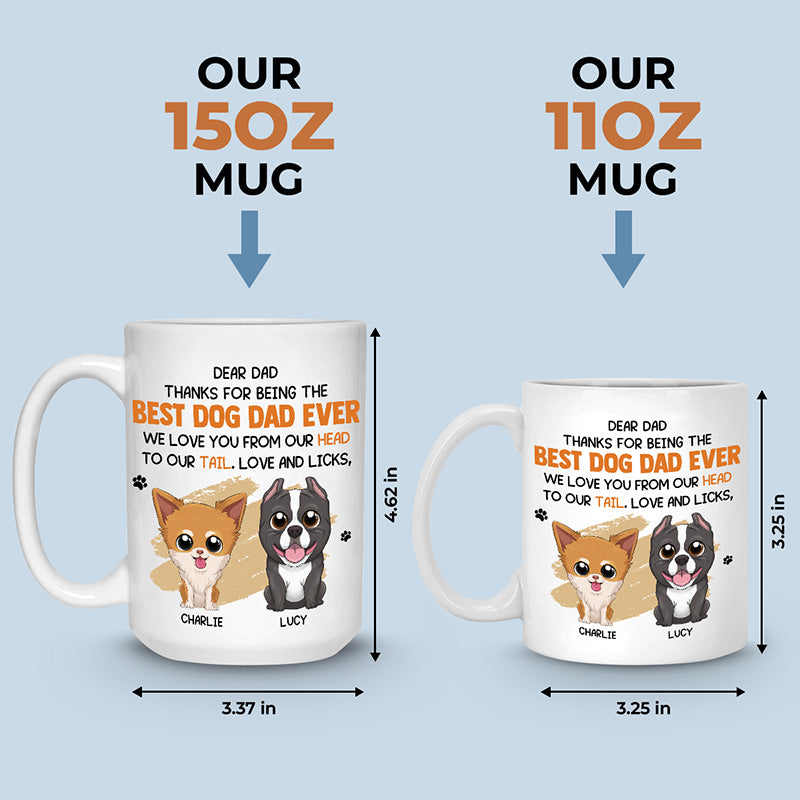 Je t'aime de la tête aux pieds - Mug personnalisé pour chien - Cadeau pour les propriétaires et les amoureux des animaux