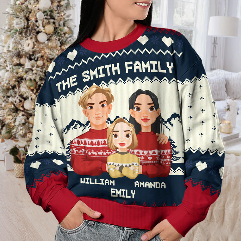 La famille est le plus beau cadeau de Noël ! Sweat-shirt personnalisé pour la famille, moche et personnalisé ! Pull unisexe en laine ! Cadeau de Noël pour les membres de la famille