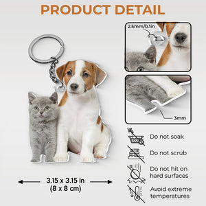 Custom Photo Acrylic Keychain - Personalized Birthday Gifts For Dog Cat Lovers, Dog Dad And Mom, Cat Owners - My Furry Friend Is My Holiday Cheer