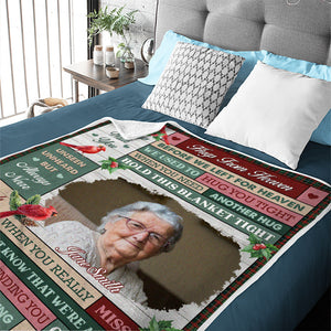 Couverture personnalisée avec photo « J'ai un ange au paradis » - Cadeau de Noël, souvenir de condoléances pour les proches
