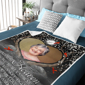 Couverture personnalisée avec photo « Un câlin du ciel quand tu me manques vraiment » - Cadeau de Noël, cadeau de condoléances pour les membres de la famille