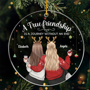 Une véritable amitié - Décoration personnalisée pour meilleure amie - Forme ronde en acrylique - Cadeau de Noël pour meilleures amies, meilleures amies, sœurs