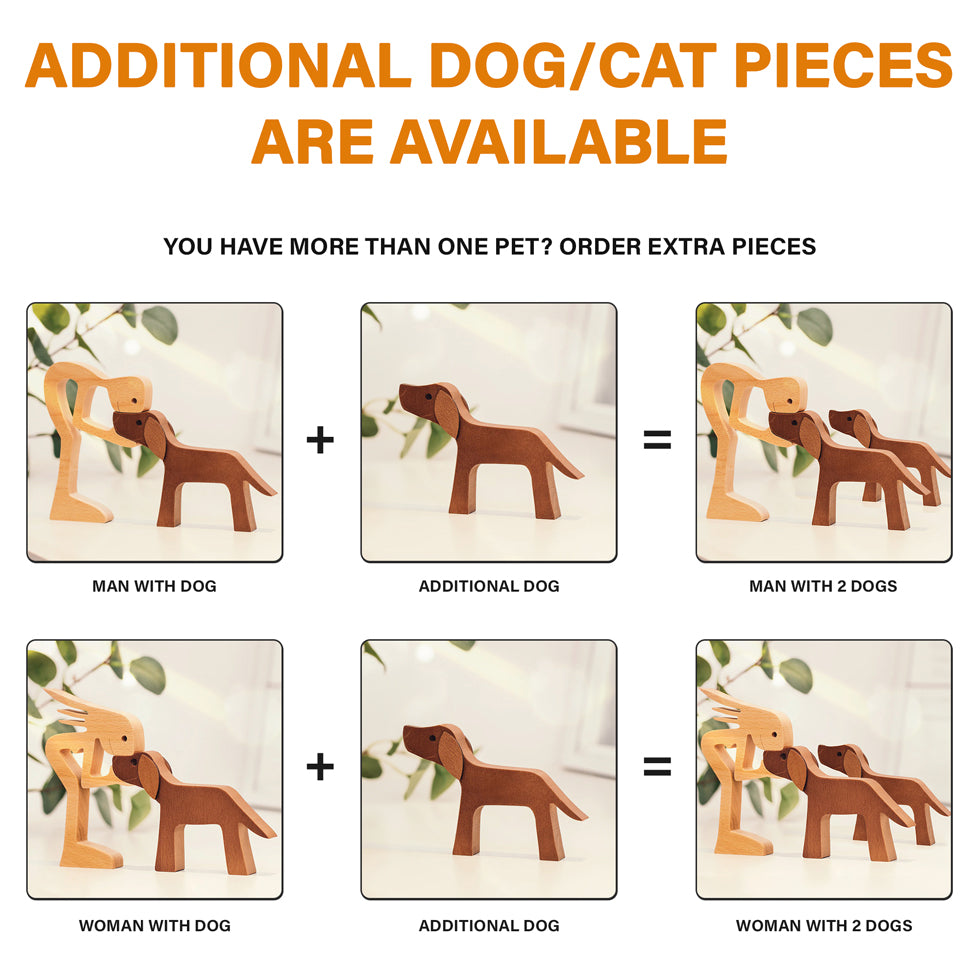 Sculptures en bois personnalisées pour animaux de compagnie - Les amis à fourrure forment la meilleure famille - Cadeau pour les amoureux des animaux - Ornements de table en sculpture sur bois, décoration en bois sculpté