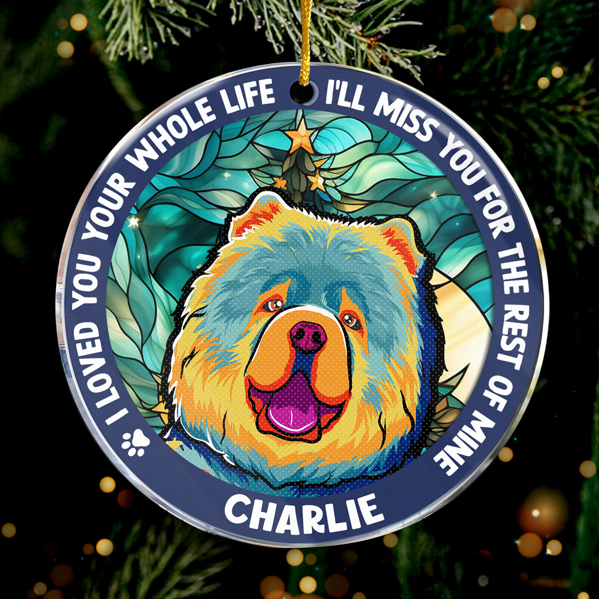 Mon préféré Bonjour - Ornement commémoratif personnalisé - Forme ronde en acrylique - Cadeau de Noël, cadeau de condoléances pour les propriétaires d'animaux et les amoureux des animaux
