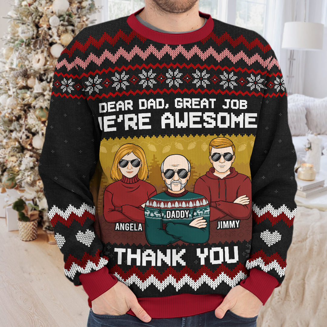 Nous sommes géniaux - Sweat-shirt moche personnalisé pour la famille - Pull en laine unisexe - Cadeau de Noël pour papa