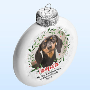 Photo personnalisée « Mon premier Noël » – Boule plate blanche personnalisée pour chien et chat – Cadeau de Noël pour propriétaires et amoureux des animaux
