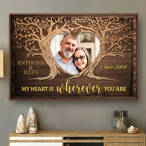 Mon cœur est là où tu es - Affiche horizontale personnalisée - Télécharger une image, cadeau pour couple, mari et femme