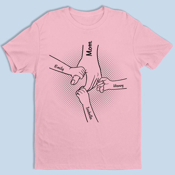 Main dans la main, je te protégerai toujours - T-shirt unisexe personnalisé pour la famille - Cadeaux de fête des pères pour papa, grand-père