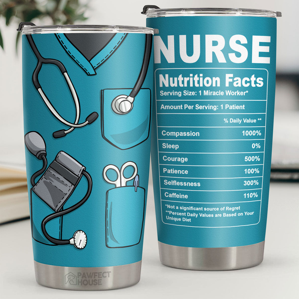Valeurs nutritionnelles pour infirmières - Verre - Appréciation, remise de diplôme, retraite, remerciement pour infirmière, cadeau pour la Semaine des infirmières, vie d'infirmière