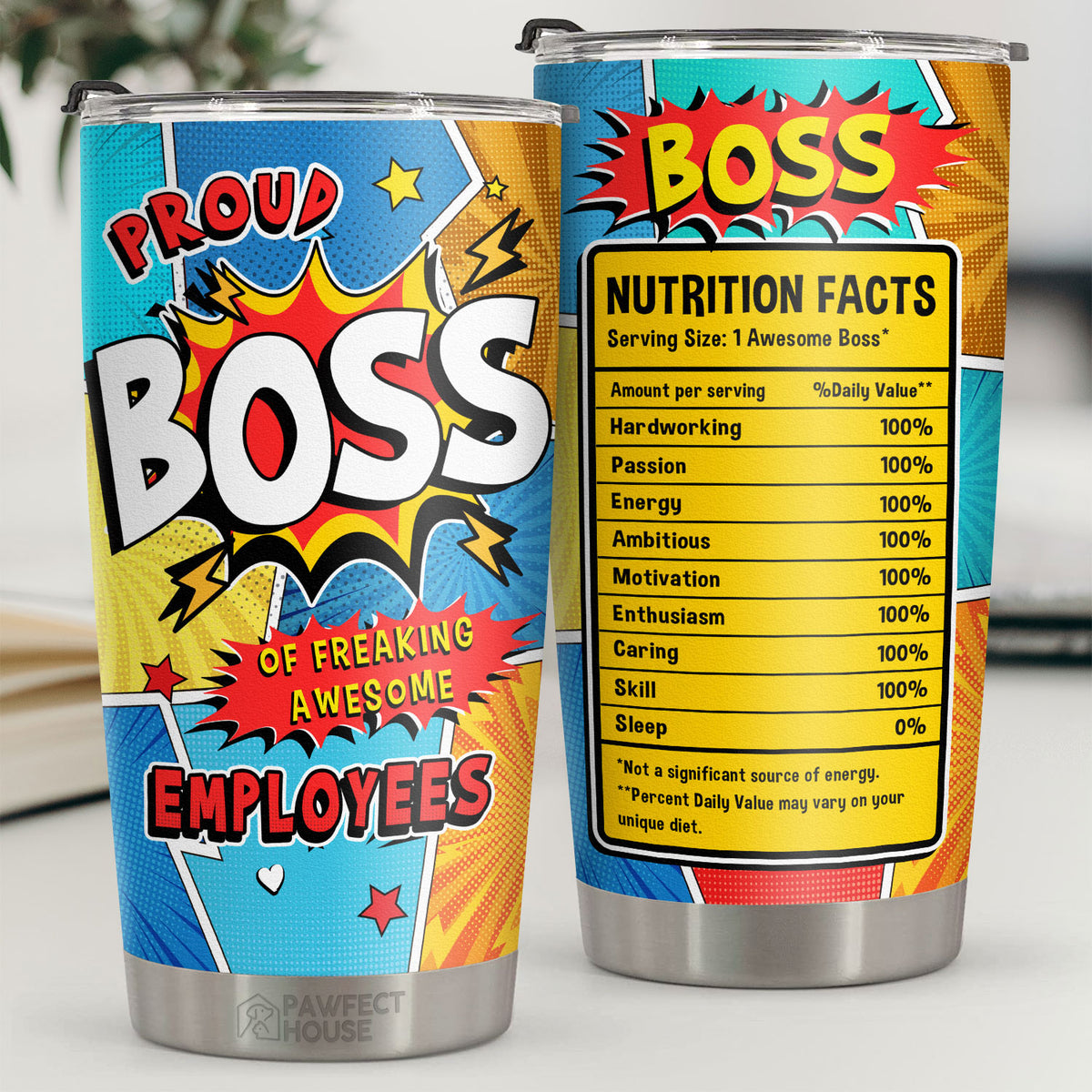 I'm A Proud Boss Of Freaking Awesome Employees - Tumbler - Coworker, Office, Employee Appreciation, Farewell Gift, Work Friend, Colleagues Friendship