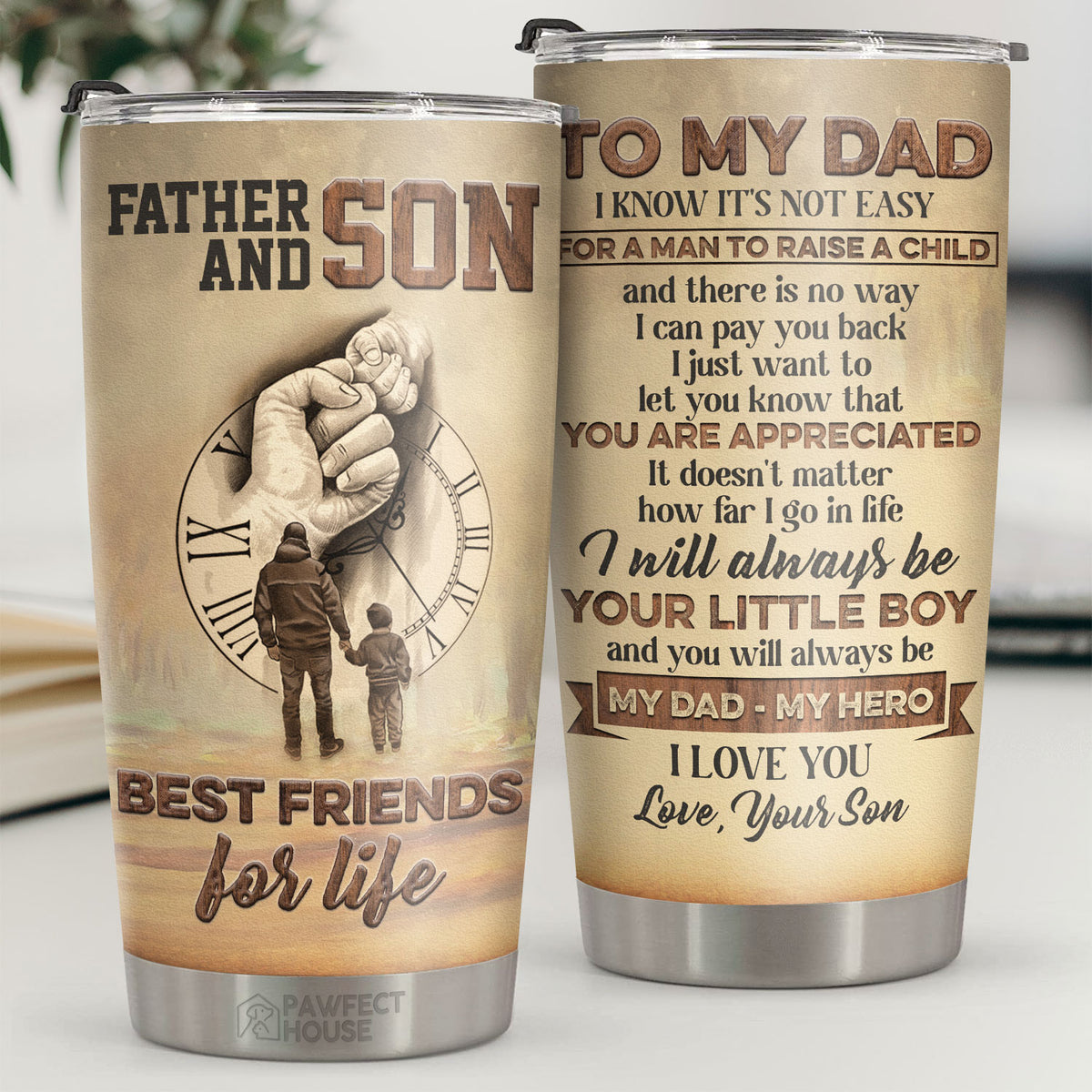 Je serai toujours ton petit garçon et tu seras toujours mon papa - Gobelet - À mon papa, cadeau pour papa, cadeau de papa de la part de sa fille et de son fils, cadeau d'anniversaire pour papa