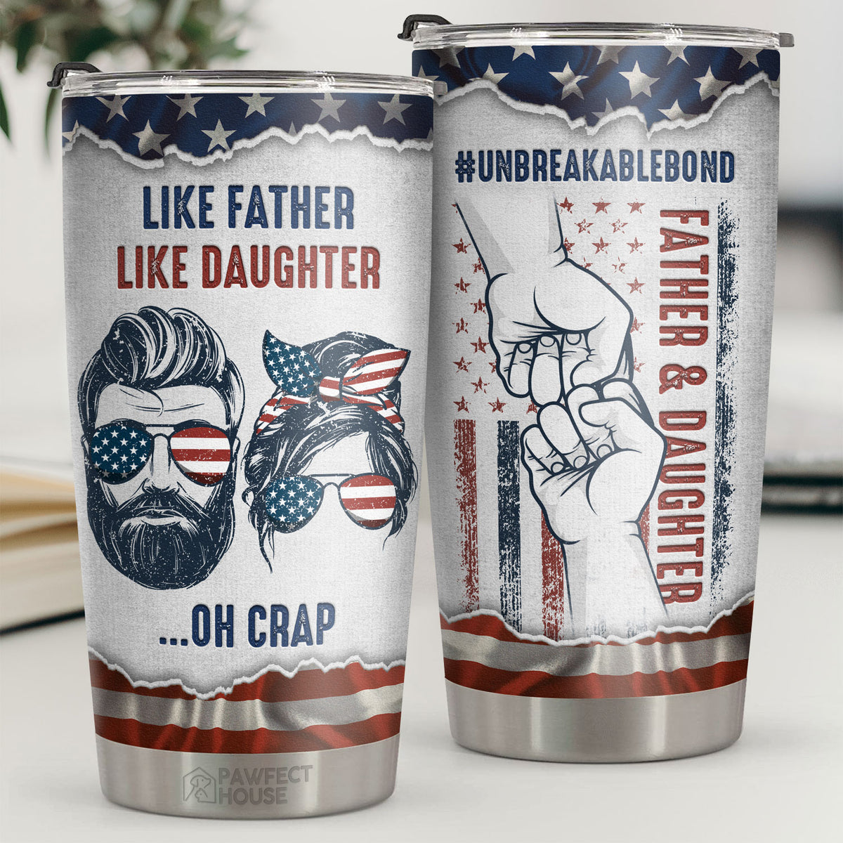 Tel père, telle fille, oh merde - Gobelet - À mon père, cadeau pour papa, cadeau de papa de la part de sa fille et de son fils, cadeau d'anniversaire pour papa