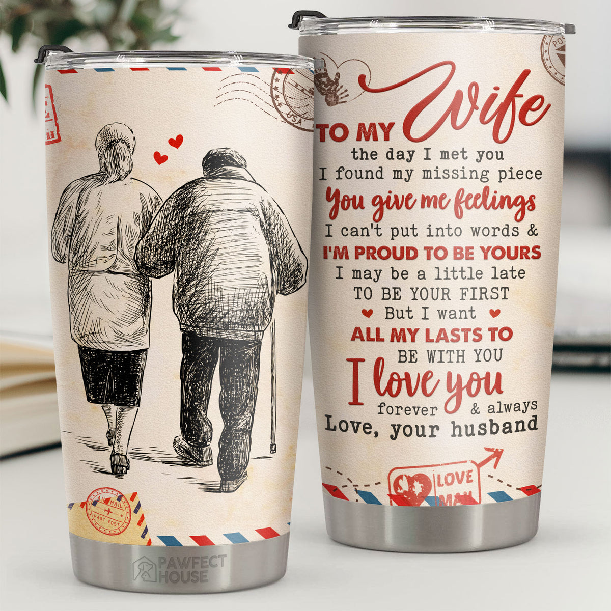 Le jour où je t'ai rencontré, j'ai trouvé ma pièce manquante. Je suis fier d'être à toi - Gobelet - À ma femme, cadeau pour femme, anniversaire, fiançailles, mariage, cadeau de mariage