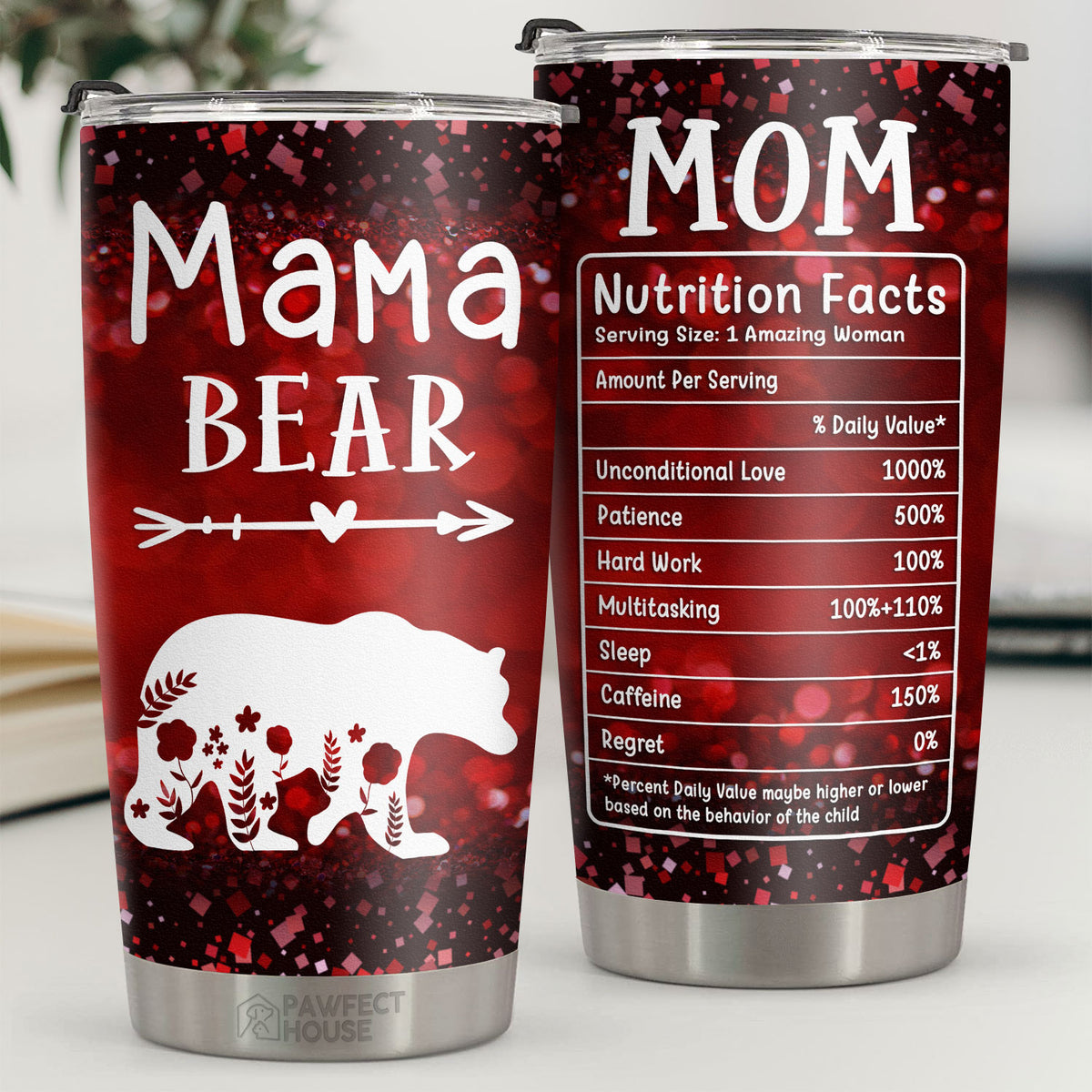 Valeurs nutritionnelles de Maman Ourse - Gobelet - Cadeau de Noël pour la famille, les couples, les amis, Décoration de Noël, Cadeau des Fêtes