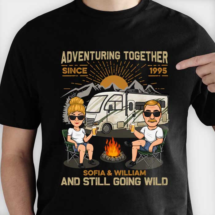 Aventurer ensemble et toujours en liberté - T-shirt unisexe personnalisé, sweat à capuche, sweat-shirt - Cadeau pour couple, mari, femme, anniversaire, fiançailles, mariage, mariage, cadeau de camping