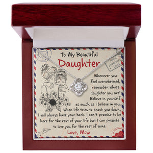 Quand la vie essaie de te faire tomber, je serai toujours là pour toi - Collier nœud d'amour familial - Cadeau pour fille de maman