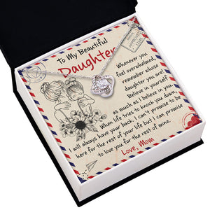 Quand la vie essaie de te faire tomber, je serai toujours là pour toi - Collier nœud d'amour familial - Cadeau pour fille de maman