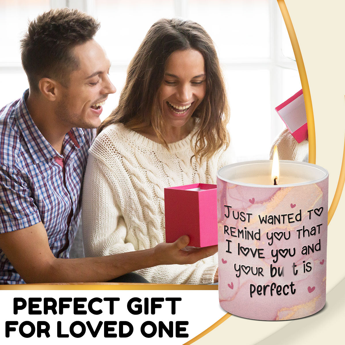 Je t'aime - Bougie parfumée sans fumée pour couple - Cadeau pour mari et femme, anniversaire