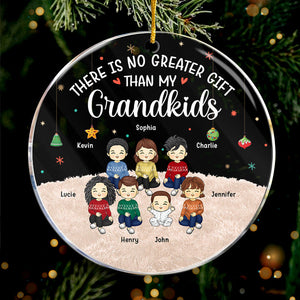 Mes petits-enfants font fondre mon cœur ! Décoration personnalisée pour la famille - Forme ronde en acrylique - Cadeau de Noël pour les membres de la famille