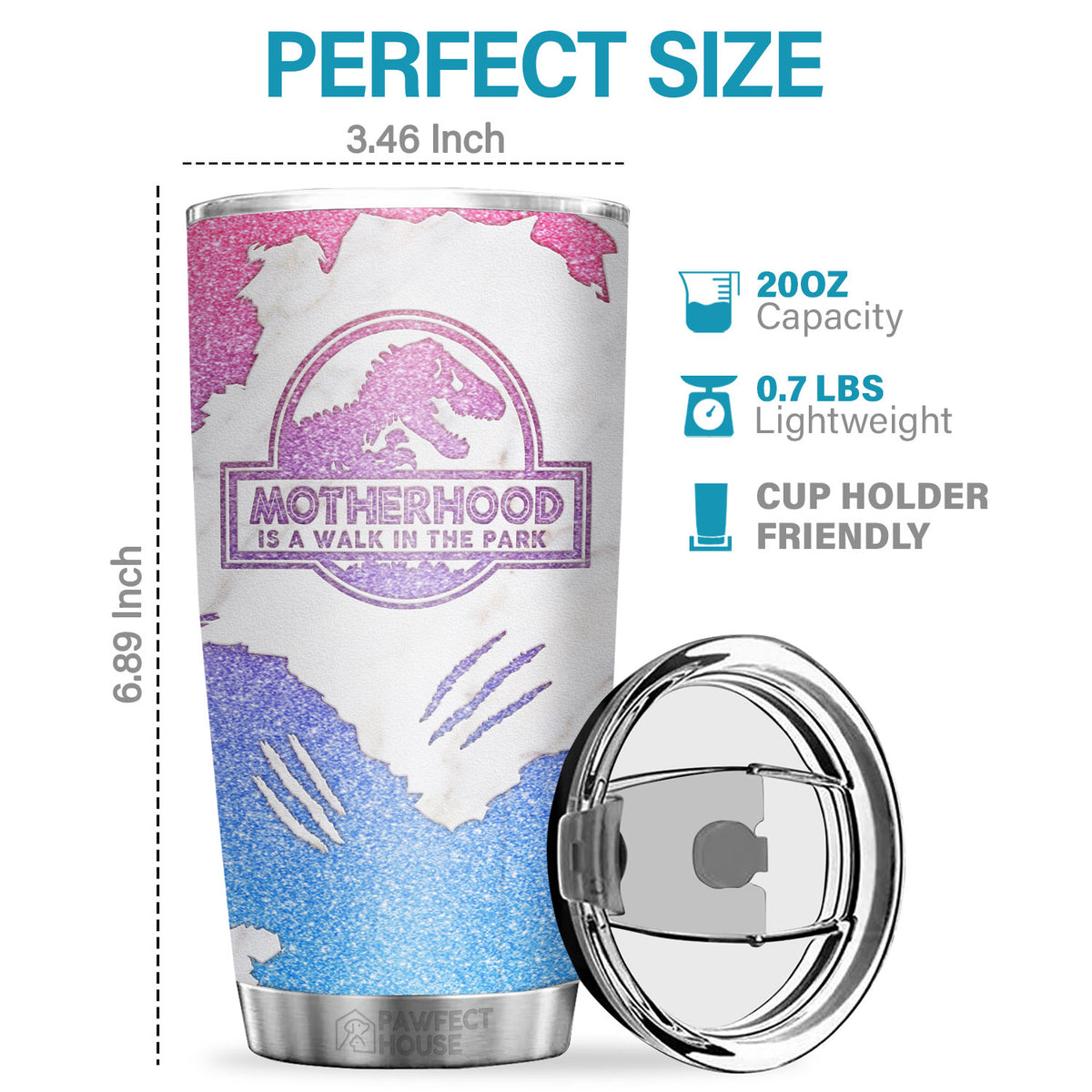 Mamasaurus, comme une maman normale, mais en plus rugissante - Gobelet - À ma maman, cadeau pour maman, cadeau de maman de la part de sa fille et de son fils, cadeau d'anniversaire pour maman