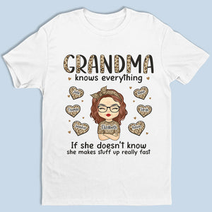Grandma Knows Everything - Family Personalized Custom Unisex T-shirt, Hoodie, Sweatshirt - Mother's Day, Birthday Gift For Grandma