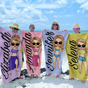 La plage vous appelle, profitez de la fête ! Serviette de plage personnalisée Bestie ! Cadeau pour les meilleures amies, les meilleures amies et les sœurs