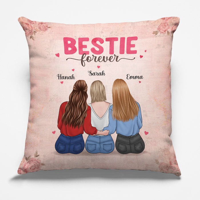 Coussin personnalisé Bestie Forever - Cadeau pour meilleures amies, meilleures amies, sœurs