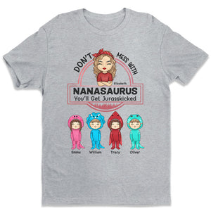 Ne plaisante pas avec Nanasaurus - T-shirt, sweat à capuche, sweat-shirt unisexe personnalisé pour la famille - Cadeau de fête des mères, d'anniversaire pour maman, grand-mère