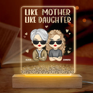 Waouh, comme mère, comme fille ! Lampe LED 3D rectangulaire personnalisée pour la famille ! Cadeau d'anniversaire et de fête des mères.