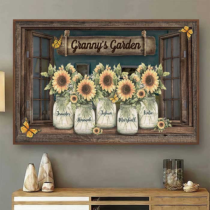 Grandma's Sunshine - Affiche horizontale personnalisée pour la famille - Cadeau d'anniversaire pour grand-mère