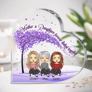 Mère et filles, un lien indéfectible - Plaque acrylique personnalisée en forme de cœur pour la famille - Cadeau d'anniversaire et de fête des mères pour maman