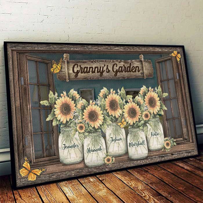 Grandma's Sunshine - Affiche horizontale personnalisée pour la famille - Cadeau d'anniversaire pour grand-mère
