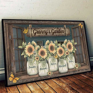 Grandma's Sunshine - Affiche horizontale personnalisée pour la famille - Cadeau d'anniversaire pour grand-mère