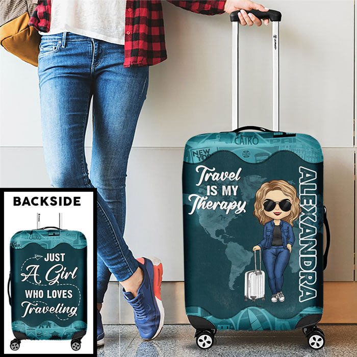 Voyager est ma thérapie - Housse de bagage personnalisée - Cadeau pour les amoureux du voyage