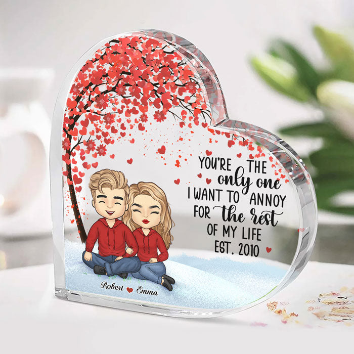 Tout simplement parce que deux personnes ont glissé vers la droite - Plaque acrylique personnalisée en forme de cœur pour couple - Cadeau pour mari et femme, anniversaire