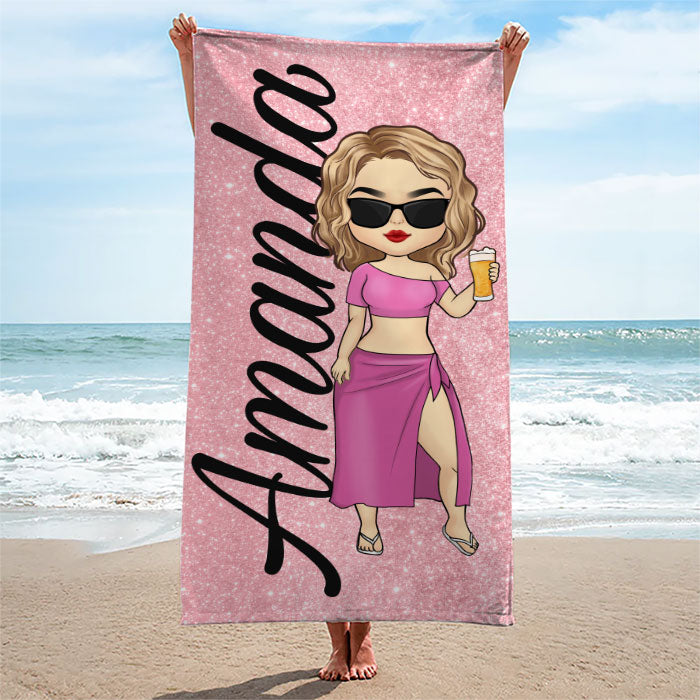 La plage vous appelle, profitez de la fête ! Serviette de plage personnalisée Bestie ! Cadeau pour les meilleures amies, les meilleures amies et les sœurs