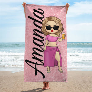 La plage vous appelle, profitez de la fête ! Serviette de plage personnalisée Bestie ! Cadeau pour les meilleures amies, les meilleures amies et les sœurs