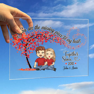 Tu es la pièce manquante de mon cœur - Plaque acrylique personnalisée pour couple - Cadeau pour mari et femme, anniversaire