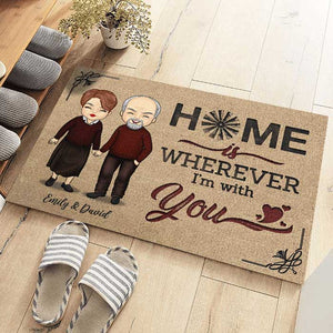 La maison est là où je suis avec toi - Tapis décoratif personnalisé pour couple - Cadeau pour mari et femme, anniversaire