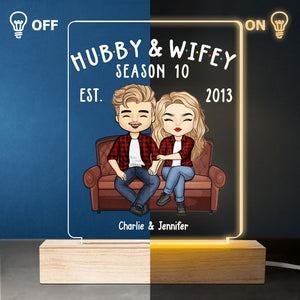 Hubby &amp; Wifey Season - Lampe LED 3D personnalisée pour couple - Cadeau pour mari et femme, anniversaire