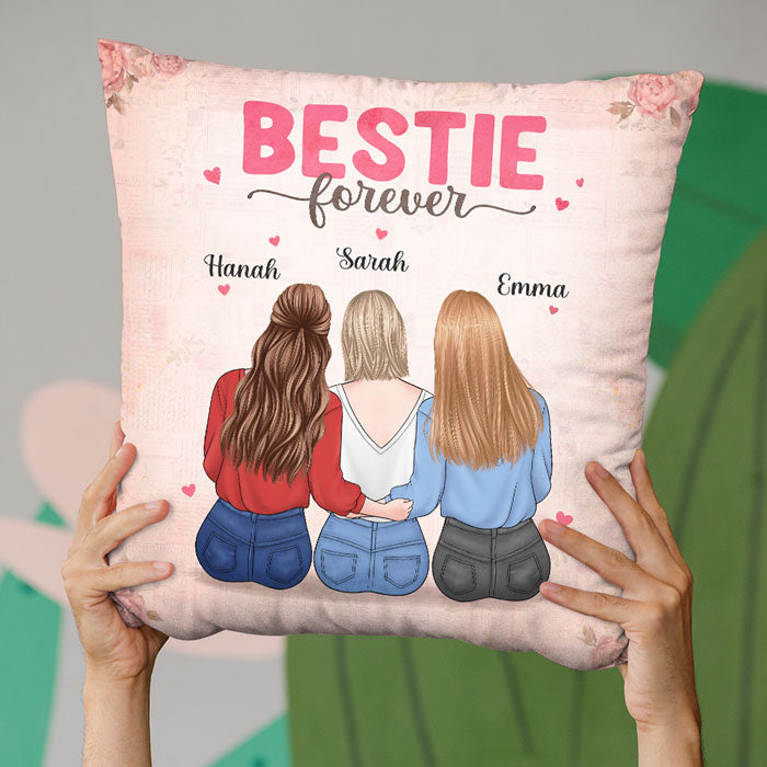 Coussin personnalisé Bestie Forever - Cadeau pour meilleures amies, meilleures amies, sœurs