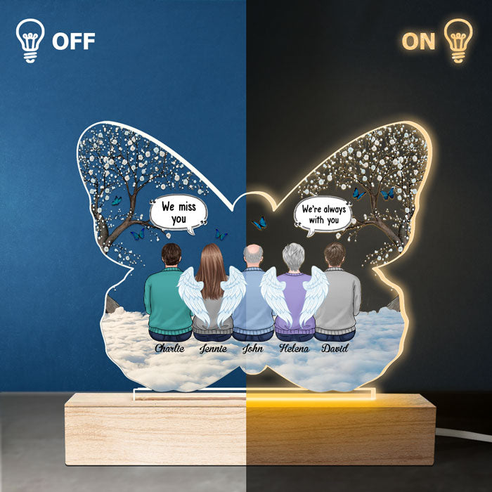 Tu nous manques plus que tout - Lumière LED 3D personnalisée en forme de papillon - Fête des Mères, cadeau de condoléances, cadeau pour les membres de la famille