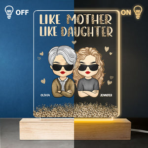 Waouh, comme mère, comme fille ! Lampe LED 3D rectangulaire personnalisée pour la famille ! Cadeau d'anniversaire et de fête des mères.
