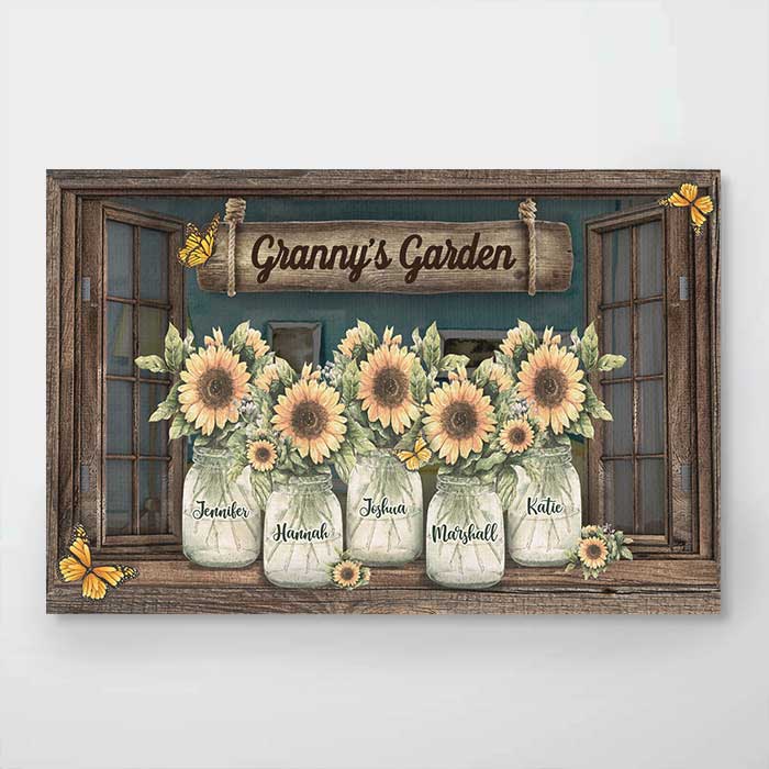 Grandma's Sunshine - Affiche horizontale personnalisée pour la famille - Cadeau d'anniversaire pour grand-mère