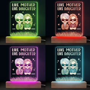 Waouh, comme mère, comme fille ! Lampe LED 3D rectangulaire personnalisée pour la famille ! Cadeau d'anniversaire et de fête des mères.