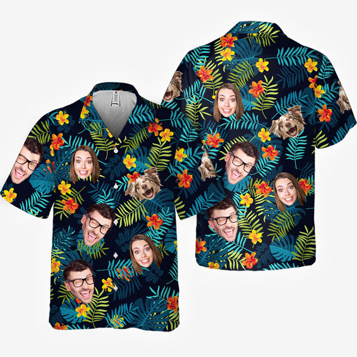 Custom Photo Unisex Tropical Hawaiian Aloha Shirt - Personalized Summer Vacation And Travel Gifts For Family, Dog Cat Lovers - Tropical Vibes Only