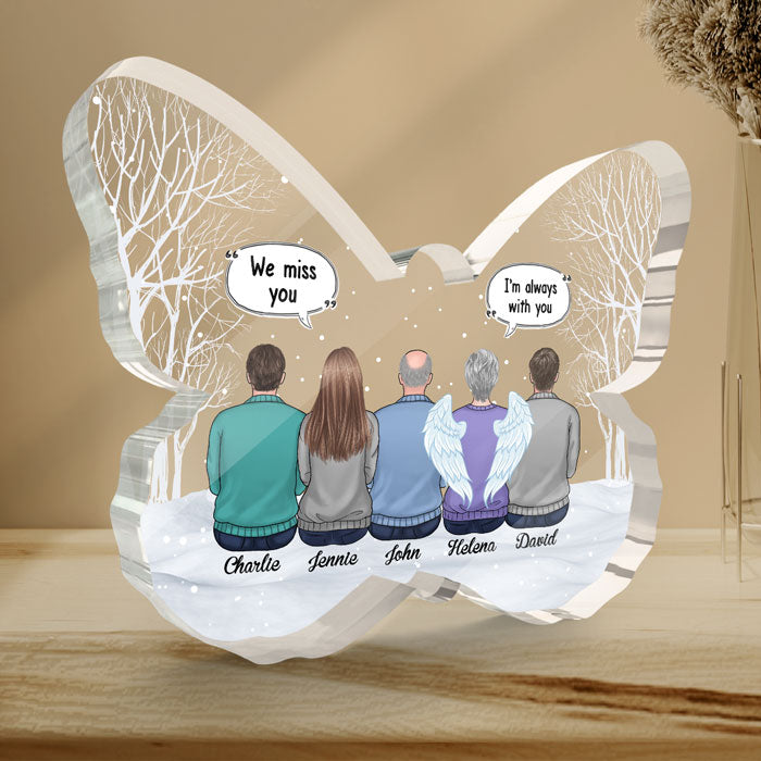 Tu nous manques plus que tout - Plaque commémorative personnalisée en acrylique en forme de papillon - Cadeau de condoléances, cadeau pour les membres de la famille