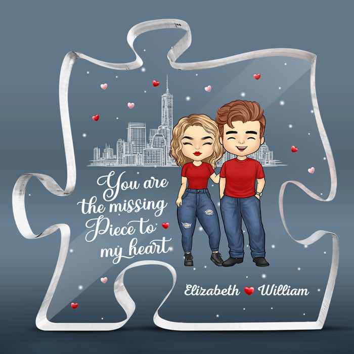 La pièce manquante de mon cœur - Plaque acrylique personnalisée en forme de puzzle pour couple - Cadeau pour mari et femme, anniversaire
