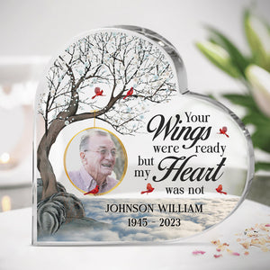 Photo personnalisée pour toujours dans nos cœurs - Plaque commémorative personnalisée en acrylique en forme de cœur - Cadeau de condoléances pour les membres de la famille